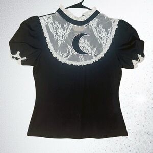 Killstar ‘Wish Upon a Moon’ Gothic Lace Collar Ruffle Top NWOT 🌙
